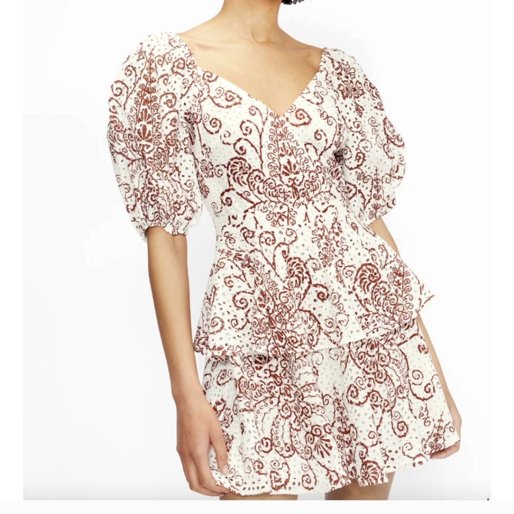 Ted Baker Elizaaa Broderie Mini Dress With Puff Sleeves Size 6 (16usa).